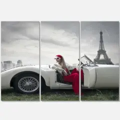 Designart - Fashion Woman in Car - Cars Canvas Art Print