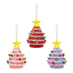 3ct. Red Tones Nostalgic Ceramic Lit Tree Ornaments