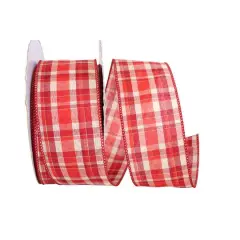 JAM Paper 2.5" x 50yd. Wired Plaid Ribbon