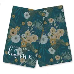 Feels Like Home Tropical Floral Tea Towel Set Teal
