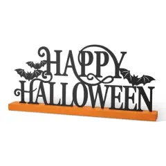 Glitzhome&reg; 18" Happy Halloween Wood and Metal Table D&eacute;cor