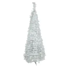 6ft. Unit White Tinsel Pop-Up Artificial Christmas Tree