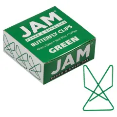 JAM Paper 1.5" Butterfly Clip Paper Clips, 15ct. Green