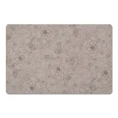 Line Floral Floor Mat Tan
