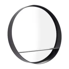 Black Iron Contemporary Wall Mirror, 24" x 24" x 5"