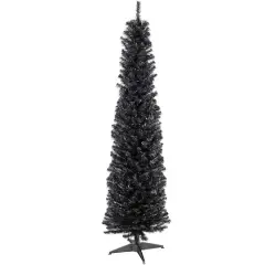6ft. Iridescent Charcoal Slim Halloween Tinsel Tree