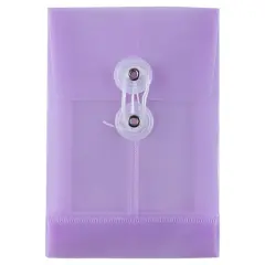 JAM Paper 4.25" x 6.25" Lilac Plastic Button & String Tie Closure Open End Envelopes, 12ct.