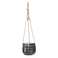 Hello Honey&reg; 5" Blue Pattern Hanging Stoneware Planter with Jute Hanger