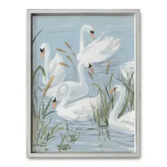 18" x 24" Swans & Cattails Framed Wall Art White