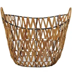Brown Metal Storage Basket with Handles 20" x 15" x 16"