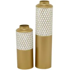 CosmoLiving by Cosmopolitan Gold Metal Honeycomb Vase Set of 2 22", 14"