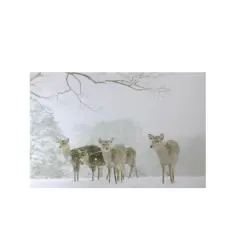 Winter Woods Deer Fiber Optic Lighted Canvas Wall Art