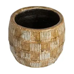 Hello Honey&reg; 9.5" Brown Embossed Crackle Terra Cotta Planter