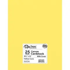 PA Paper&trade; Accents 8.5" x 11" 80lb. Canvas Cardstock Paper, 25 Sheets Yellow Corn