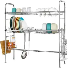 Silver Stainless Steel Adjustable Dish Racks