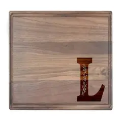 Floral Monogram Walnut Cutting Board L