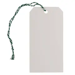 JAM Paper White Medium Premium Gift Tags with Green String, 10ct.