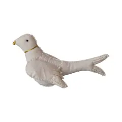 Hello Honey&reg; 10" Cream & Gold Handmade Canvas Dove Tree Topper with Embroidery