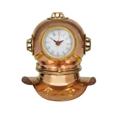 8" Brass Diver Helmet Clock Copper