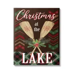 Stupell Industries Christmas At Lake Seasonal Oars Framed Giclee Art