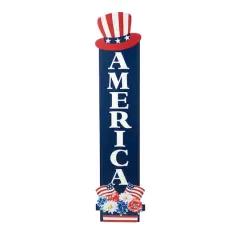 Glitzhome&reg; 42" Patriotic America Wood Porch D&eacute;cor