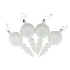 4ct. 7.5" Matte White Retro Reflector Shatterproof Christmas Finial Ornaments