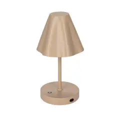 Hello Honey&reg; 11" Tan Round Metal LED Rechargeable Table Lamp