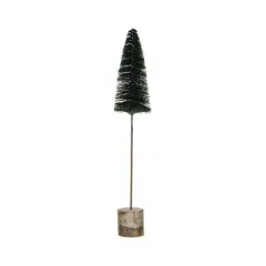 Hello Honey&reg; 15" Green Sisal Bottle Brush Tree with Wood Base & Glitter Stars