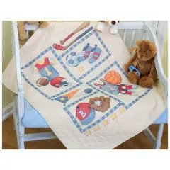 Dimensions&reg; Little Sports Quilt Stamped Cross Stitch Kit