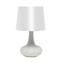 Simple Designs 14" Mosaic Glass Genie Table Lamp with Fabric Shade White