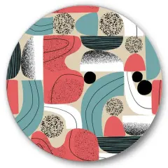 Designart - Retro Shapes With Abstract Suns and Moons III - Modern Metal Circle Wall Art
