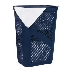Mind Reader 17" x 24" Slim Plastic Laundry Hamper Navy
