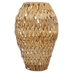 Brown Plastic Rattan Handmade Woven Vase 15" x 15" x 22"