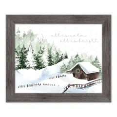 Designs Direct 20" x 16" Snowy Cabin Western Gray Framed Print