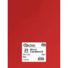 PA Paper&trade; Accents 8.5" x 11" Mirror Cardstock, 25 Sheets Red