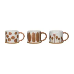 Hello Honey&reg; 16oz. White & Brown Painted Stoneware Mug Set, 3ct.