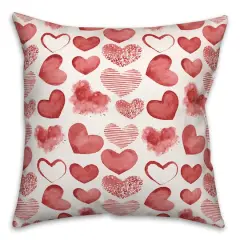 Watercolor Heart Valentine's Day Throw Pillow
