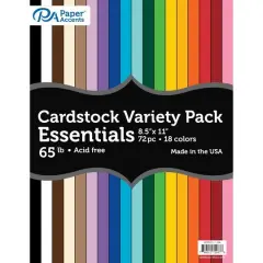 PA Paper&trade; Accents Essentials 8.5" x 11" Cardstock Variety Pack, 72 Sheets 