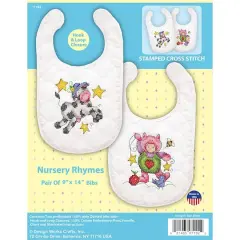 Design Works&trade; Nursery Rhymes Bibs Stamped Cross Stitch Kit