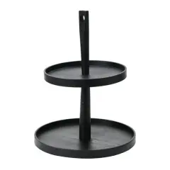 Hello Honey&reg; 18" Black Wood 2-Tier Decorative Tray