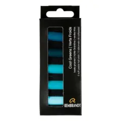 Rembrandt 5 Color Cool Greens Half Stick Soft Pastel Set
