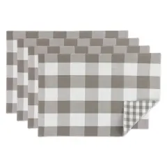 DII&reg; Gray & White Reversible Gingham & Buffalo Check Placemat Set, 4ct.