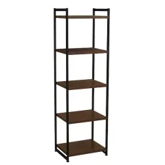 Household Essentials Jamestown 59" 5-Shelf Narrow Bookshelf Walnut