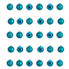 30ct. 2.5" Teal Shatterproof Christmas Ornaments