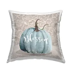 Stupell Industries Blue Autumn Pumpkin Botanical Throw Pillow