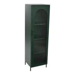 Hello Honey&reg; Solstice 5ft. Tall Metal Accent Cabinet with Arched Glass Door Dark Green