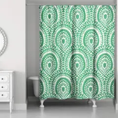 Fan Pattern Shower Curtain Green