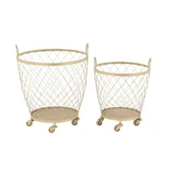 Modern Gold Metallic Rolling Basket Set