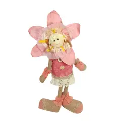 13.5" Pink Spring Sunflower Girl Decorative Figure