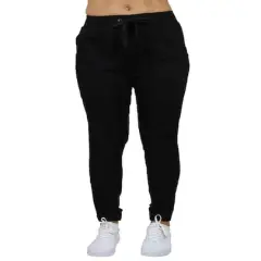 Galaxy By Harvic Loose Fit Stretch Twill Women's Joggers Black